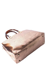 Metallic Bronze Croc Tote - MHW Clothing