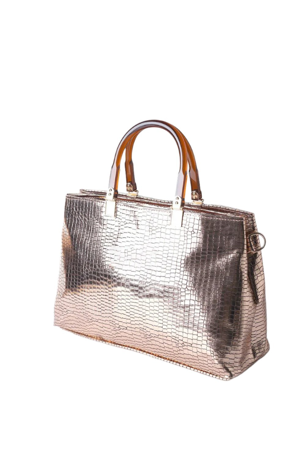 Metallic Bronze Croc Tote - MHW Clothing