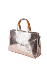 Metallic Bronze Croc Tote - MHW Clothing