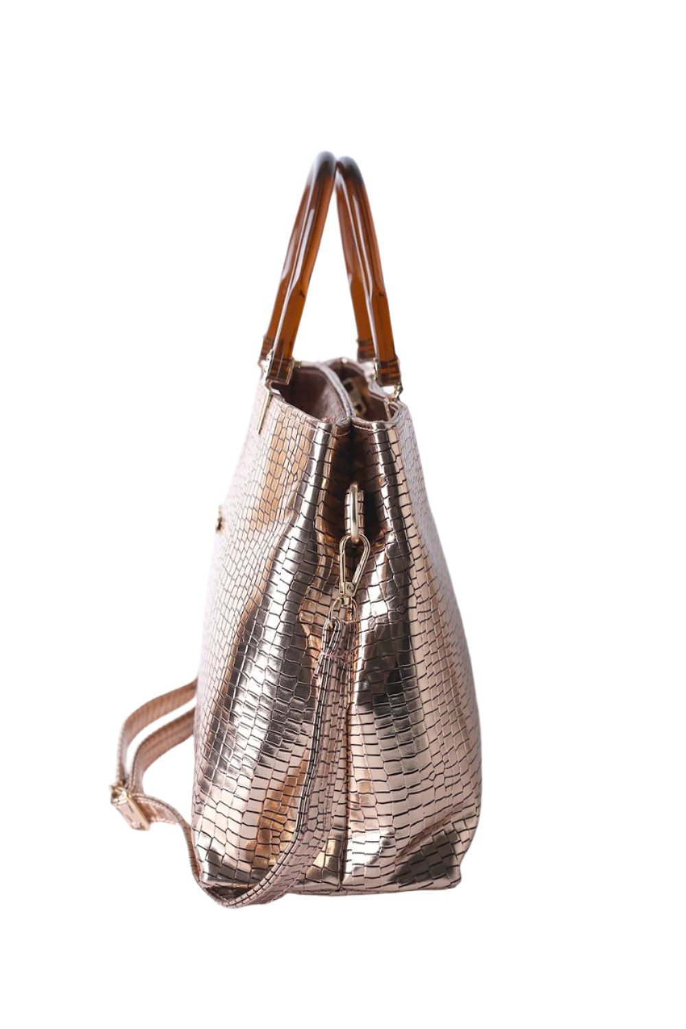 Metallic Bronze Croc Tote - MHW Clothing