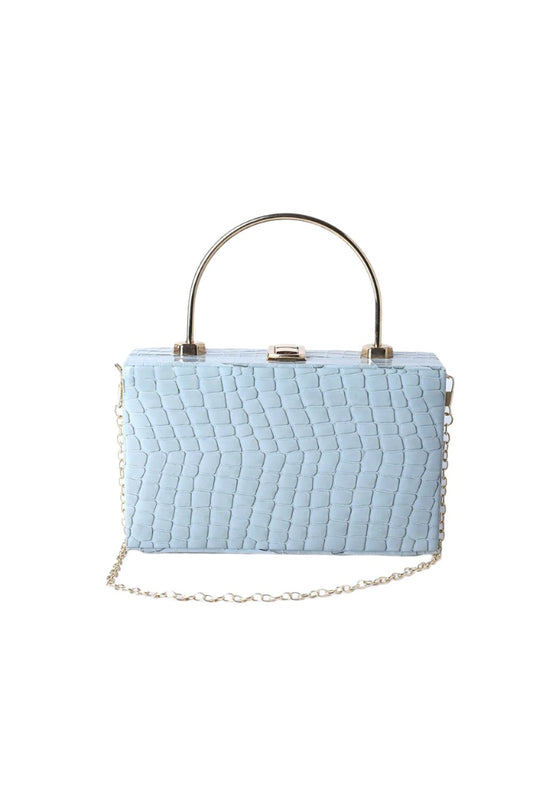 Sky Serenity Croc-Embossed Clutch - MHW Clothing