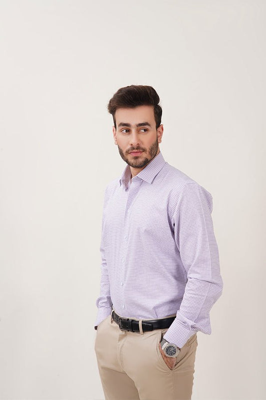 Authentic White and Purple Check Shirt for Men - MHW Clothing
