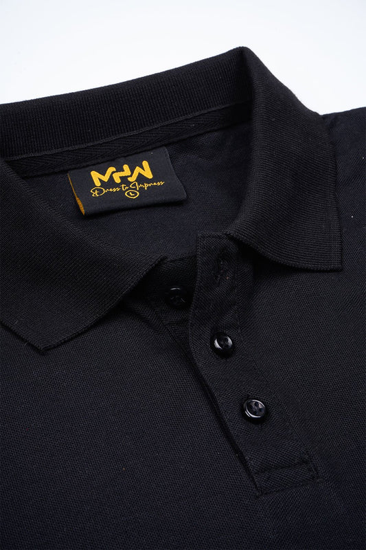 Black Birdseye Polo Shirt - MHW Clothing