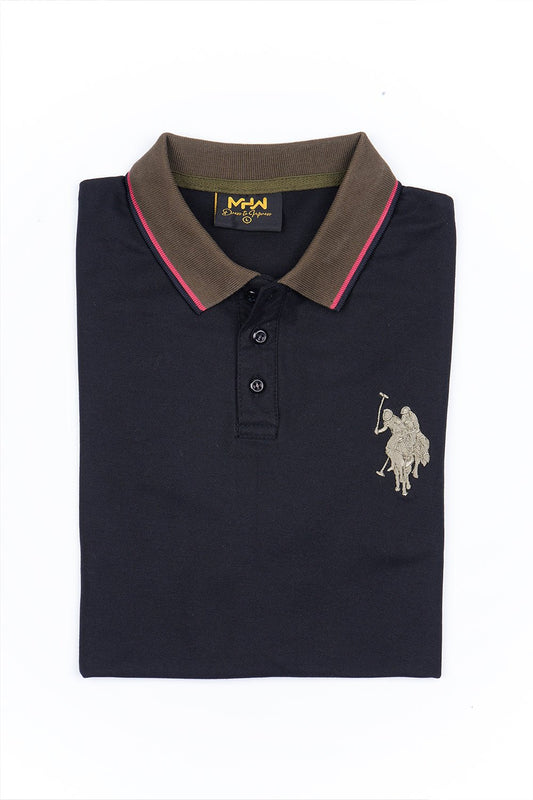 Black Contrast Tipping Polo Shirt - MHW Clothing