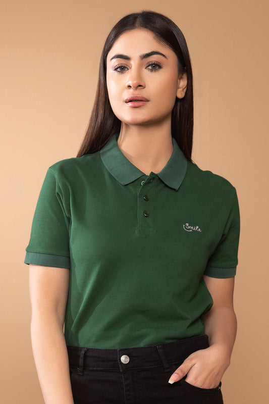 Bottle Green Women Polo Shirt - MHW Clothing