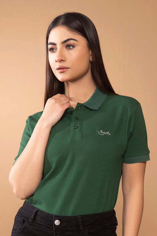 Bottle Green Women Polo Shirt - MHW Clothing