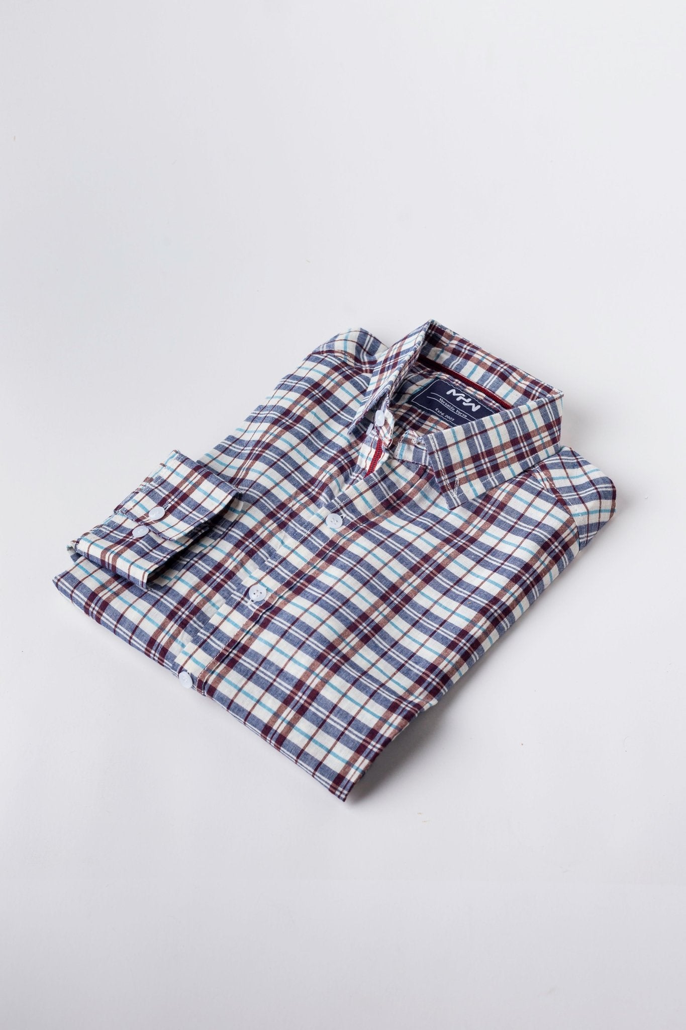 Brown & White Checkered Casual Shirt - MHW Clothing