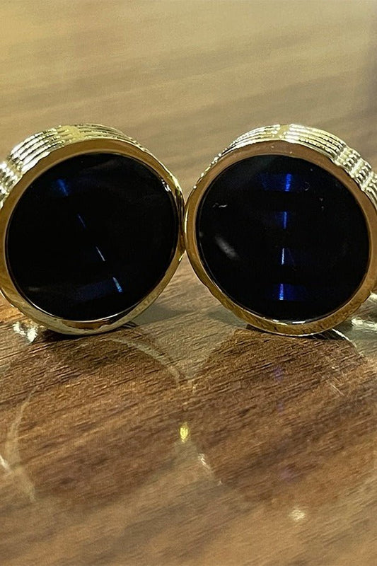 Dunhill Cufflinks Circle Gold Shape Blue - MHW Clothing