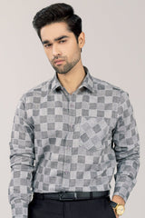 Grey Buffalo Check Casual Shirt - MHW Clothing