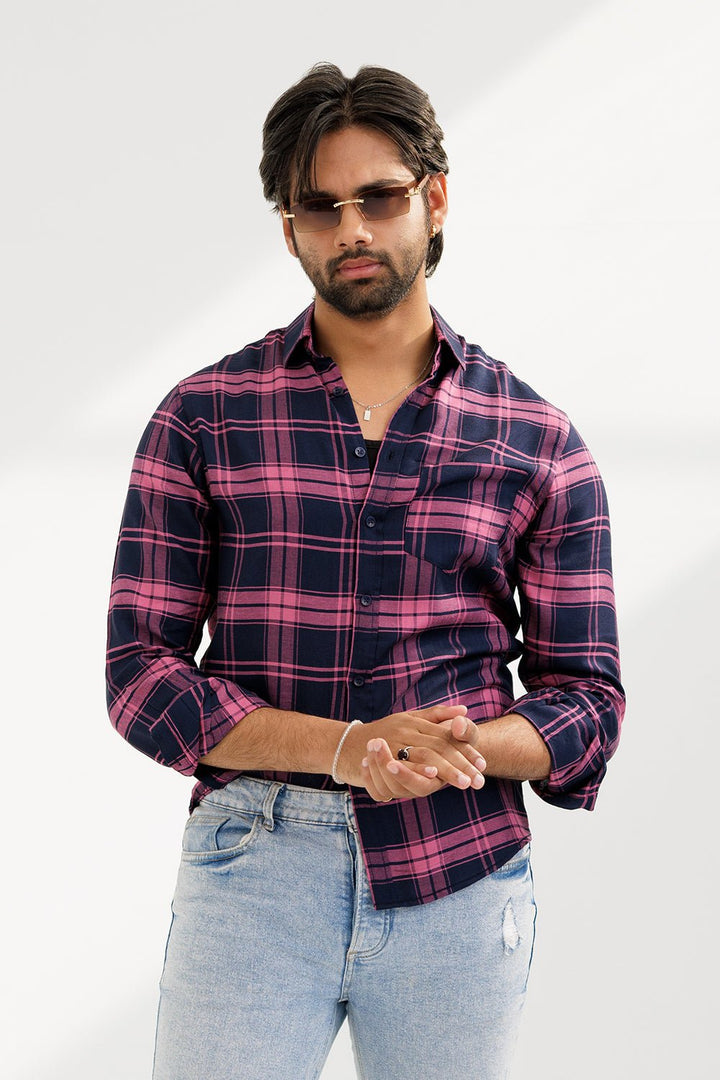 Midnight Black & Fuchsia Pink Casual Shirt - MHW Clothing