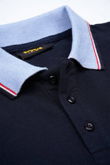 Navy Blue Contrast Tipping Polo Shirt - MHW Clothing