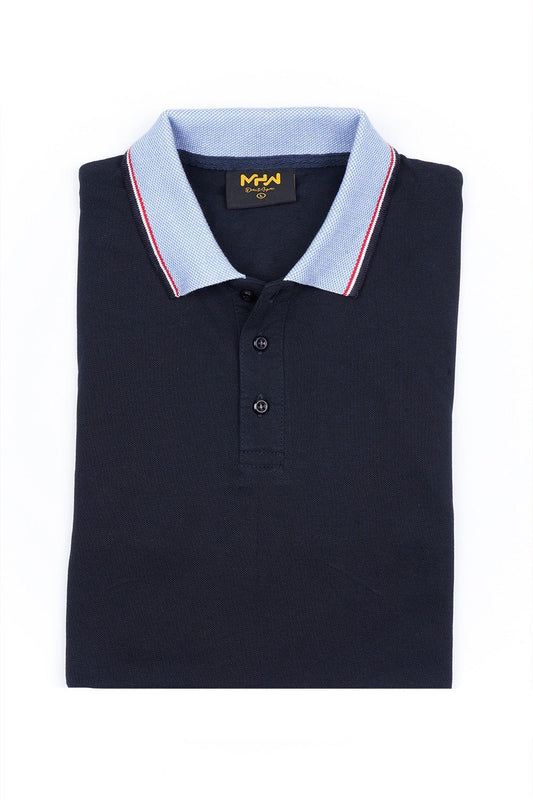 Navy Blue Contrast Tipping Polo Shirt - MHW Clothing