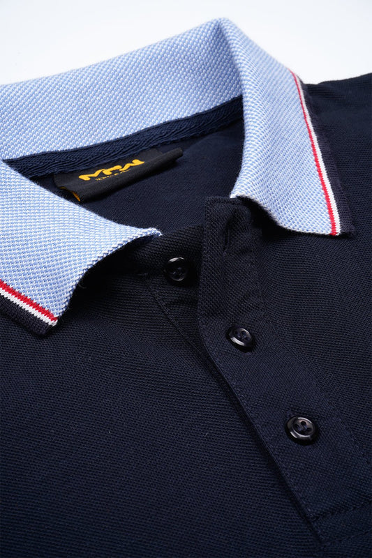 Navy Blue Contrast Tipping Polo Women Shirt - MHW Clothing
