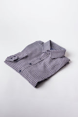 Navy Blue Gingham Casual Shirt - MHW Clothing