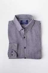 Navy Blue Gingham Casual Women Shirt - MHW Clothing