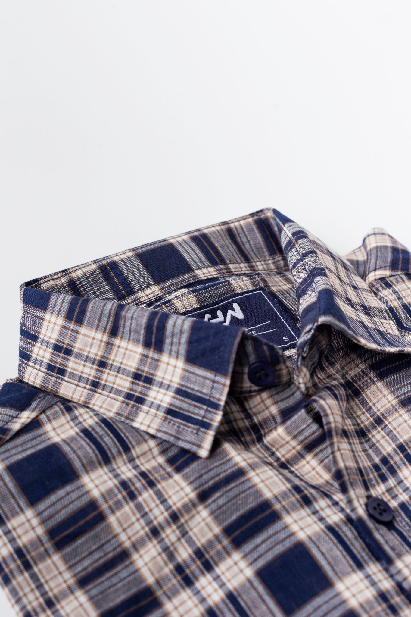 Navy Blue & White Checkered Casual Women Shirt - MHW Clothing