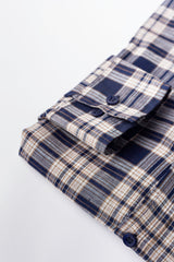 Navy Blue & White Checkered Casual Women Shirt - MHW Clothing