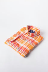 Orange Tartan Plaid Checkered Shirt - MHW Clothing