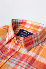 Orange Tartan Plaid Checkered Shirt - MHW Clothing