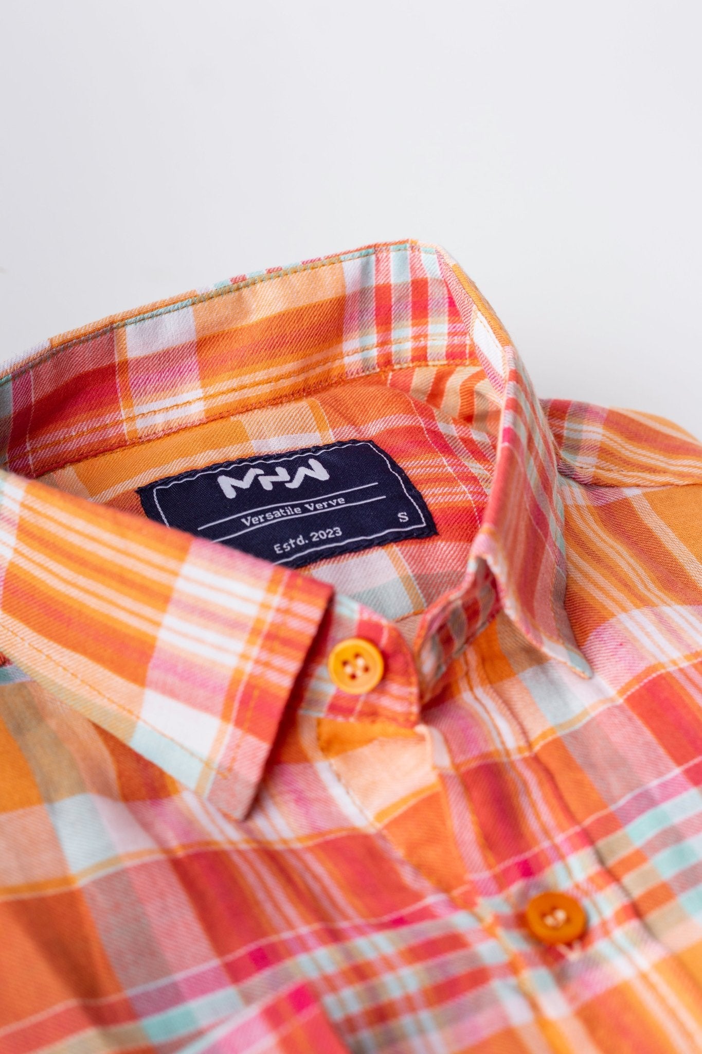 Orange Tartan Plaid Checkered Shirt - MHW Clothing