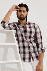 Red & White Check Casual Shirt - MHW Clothing