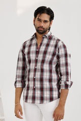 Red & White Check Casual Shirt - MHW Clothing