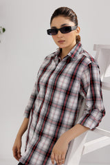 Red & White Check Casual Women Shirt - MHW Clothing