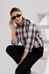 Red & White Check Casual Women Shirt - MHW Clothing