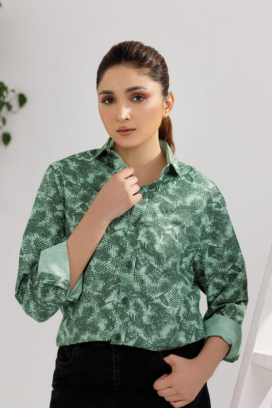 Sage Green Hawaiian Printed Women Shirt - MHW Clothing