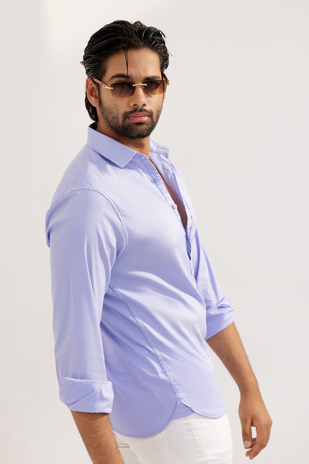 Sky Blue Textured kurta Shirt - MHW Clothing