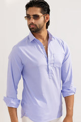 Sky Blue Textured kurta Shirt - MHW Clothing