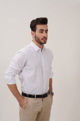 White Dress Shirt with Grey Lining for Men - MHW Clothing