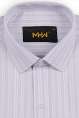 White Dress Shirt with Grey Lining for Men - MHW Clothing