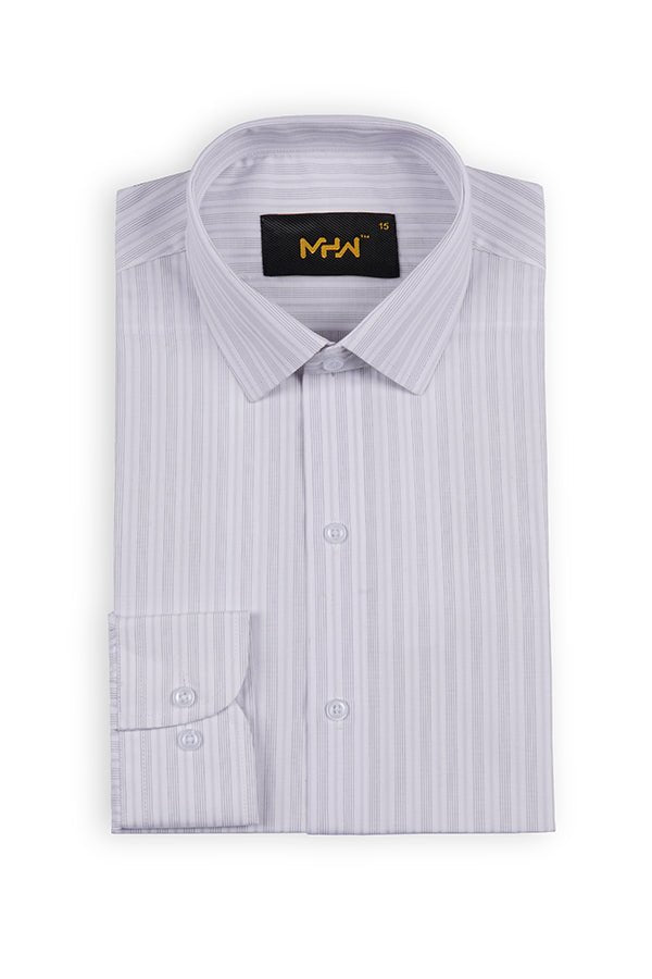 White Dress Shirt with Grey Lining for Men - MHW Clothing