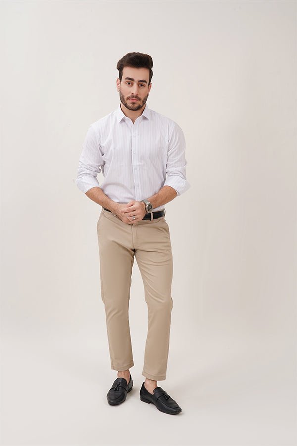 White Dress Shirt with Grey Lining for Men - MHW Clothing