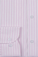 White & Pink Striped Dress Shirts with Self-Design - MHW Clothing