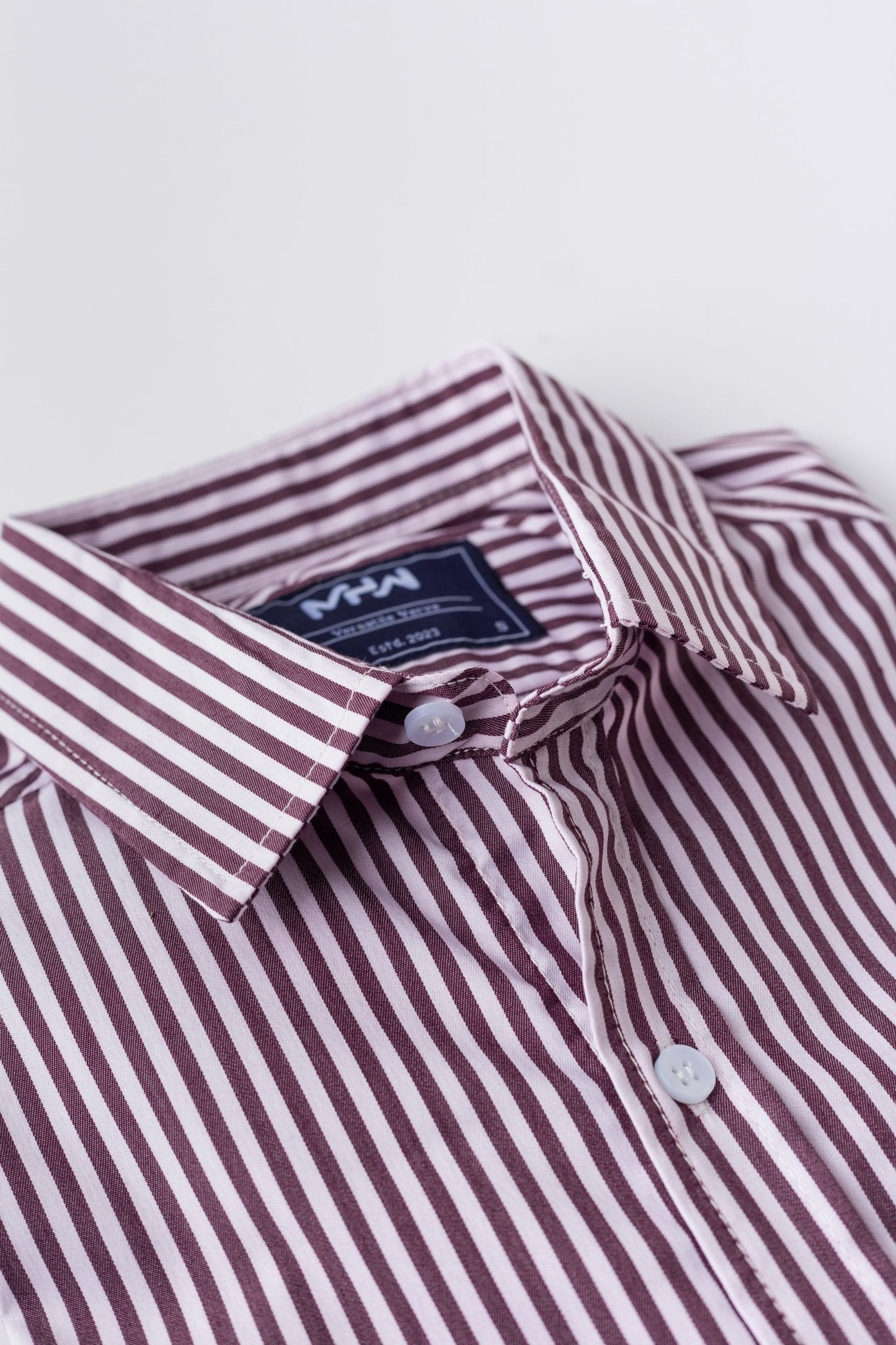 Wine Red & White Pencil Striped Shirt - MHW Clothing